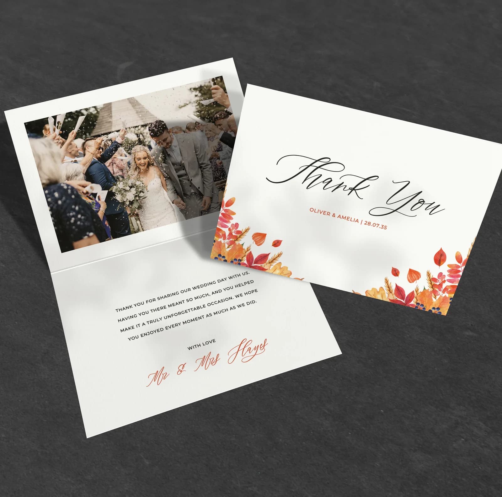 Autumn Thank You Card — thank you wedding stationery