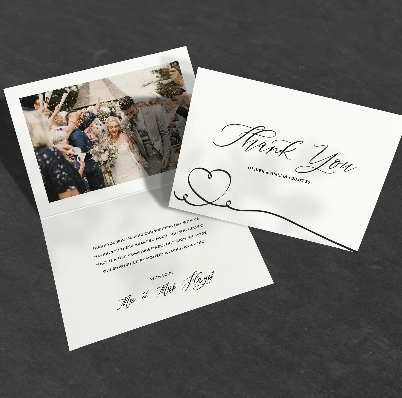 Calligraphy Thank You Card — thank you wedding stationery